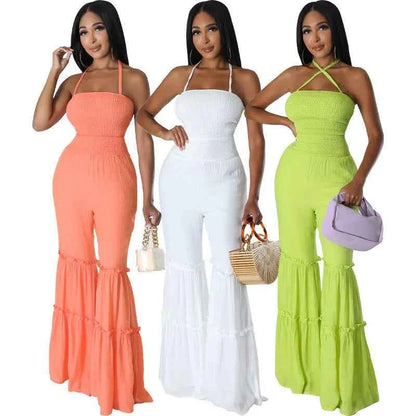 Comfortable Stretchy Mid Waistline Wideleg Jumpsuits