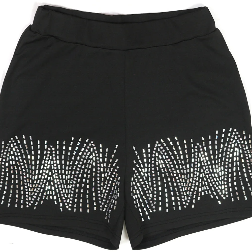 🔥Hot Rhinestones O-neck Tshirt + Short Sets