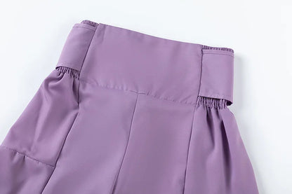 Puff Sleeve O Neck Tops + High Waist Wide Leg Pants (2 Pcs.)