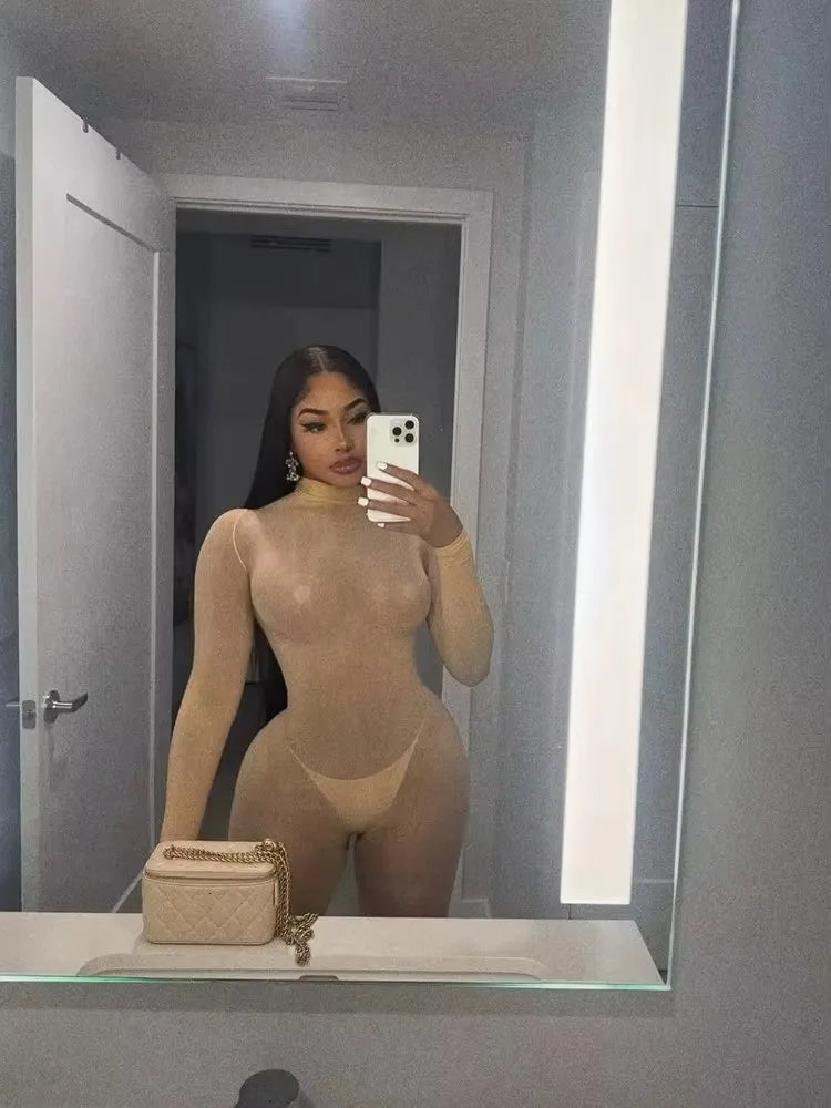 Shiny Tights Pantyhose Jumpsuit Seamless See Through Smooth One-Piece Stockings