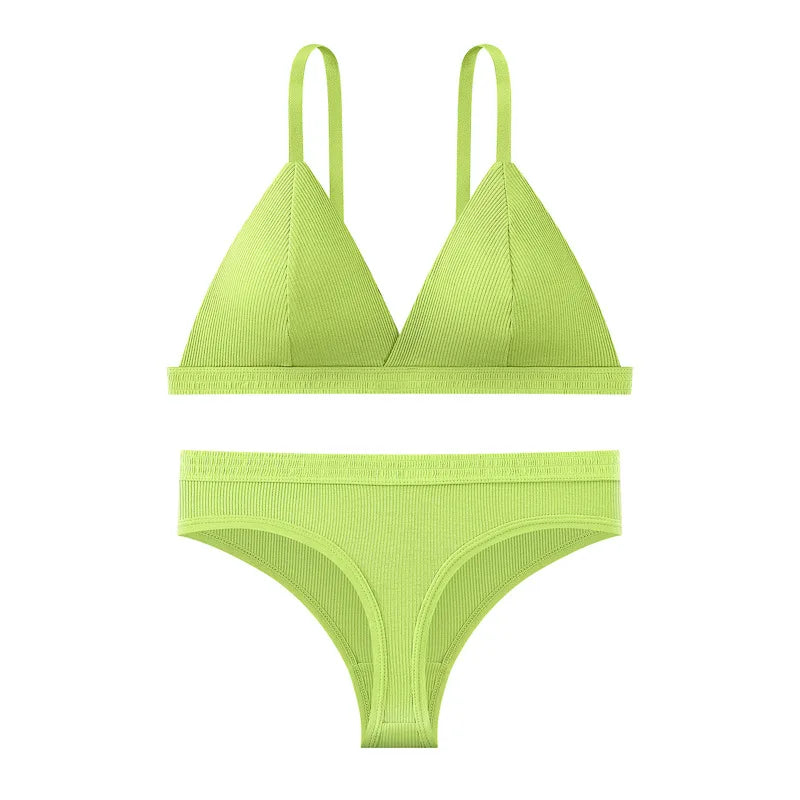 Push Up Bra Non-wire 1/3 Cup Bras + Thongs Lingerie Sets