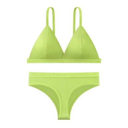 Push Up Bra Non-wire 1/3 Cup Bras + Thongs Lingerie Sets