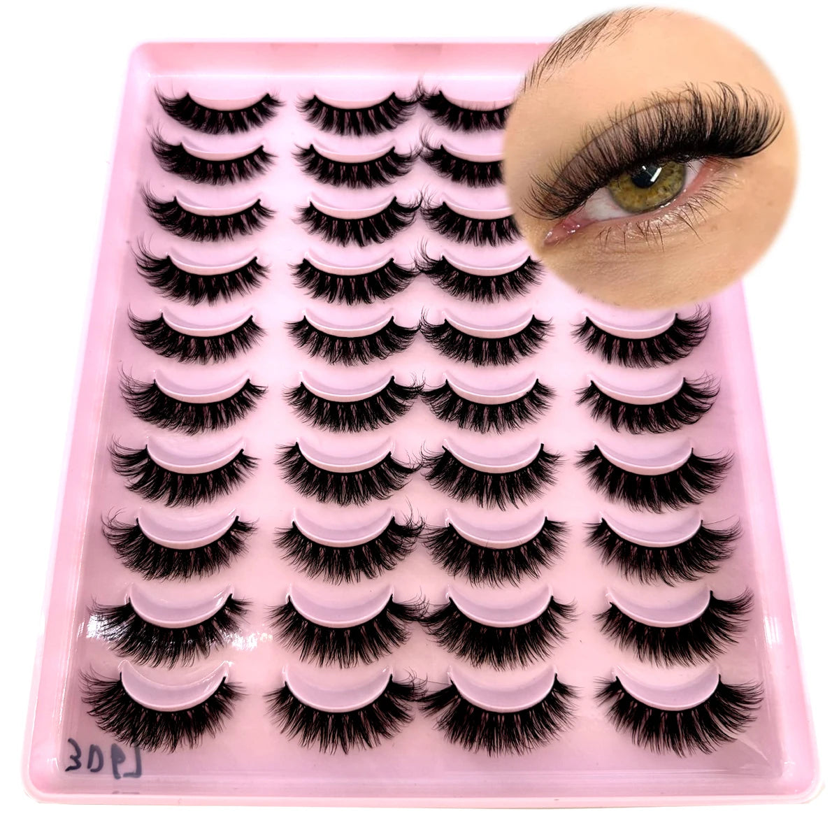 20 Pairs Natural long 3D Mink False Short Eyelashes