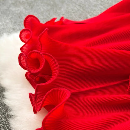 Stand Collar Lace Up Ruffles Boho Dresses