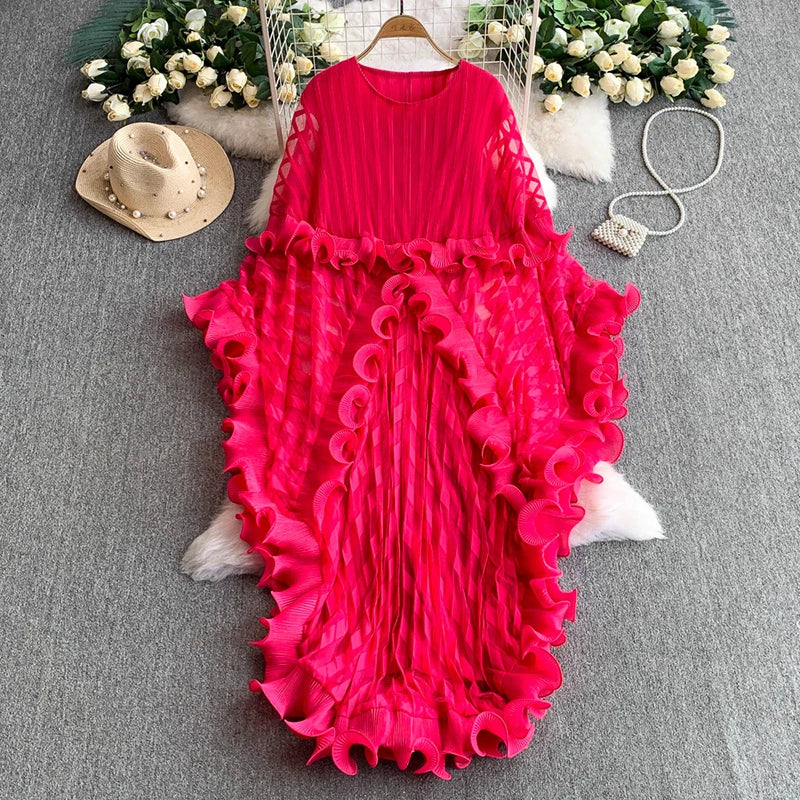 American Style V-neck Irregular Hem Design Dresses 22D1845