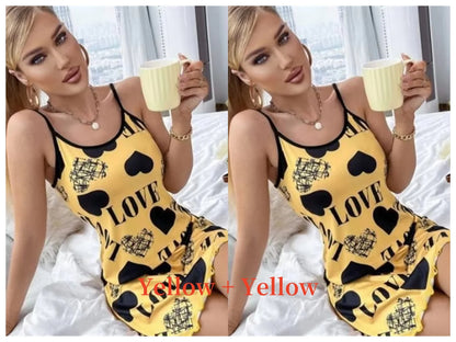 Spaghetti Strap Beautiful Love Print Nightgown