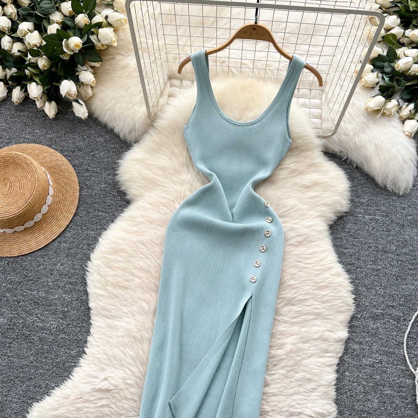 New Elastic Knitted Maxi Dresses