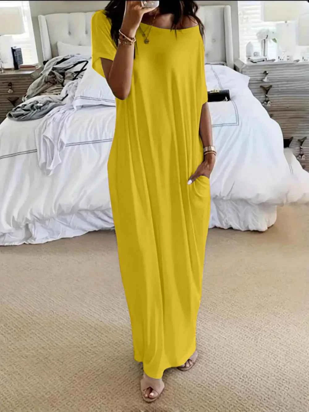 Beach Outfits Pockets Casual Vintage Maxi Dresses