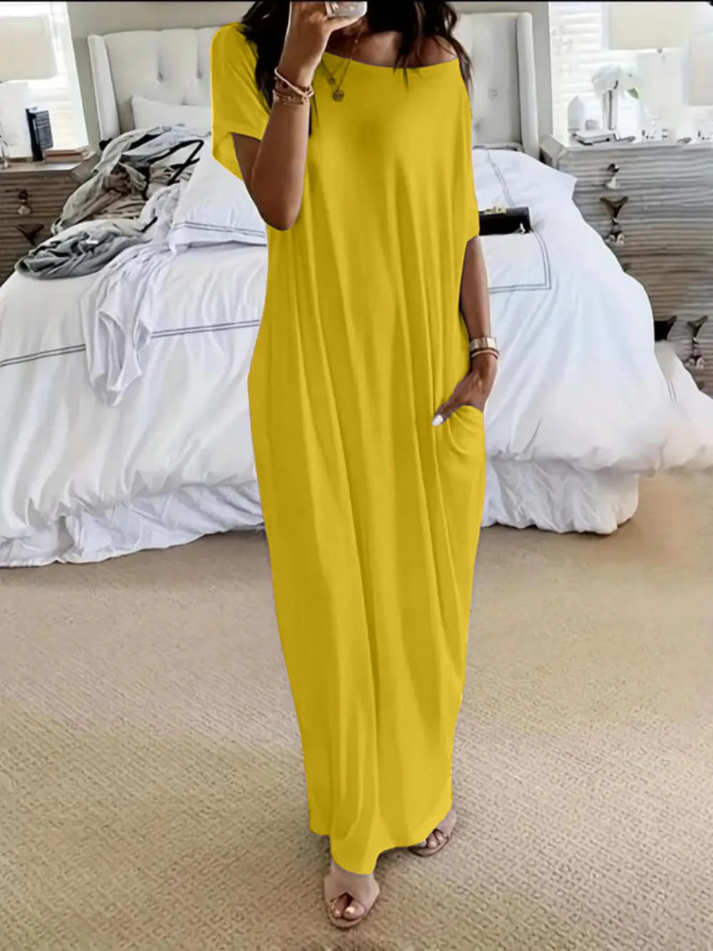 Beach Outfits Pockets Casual Vintage Maxi Dresses