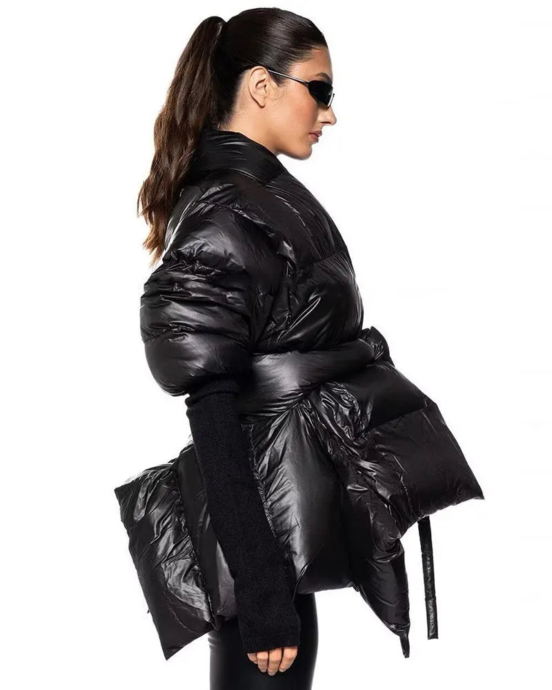 Celebrity High Quality Belt Thickened Bubble Coat