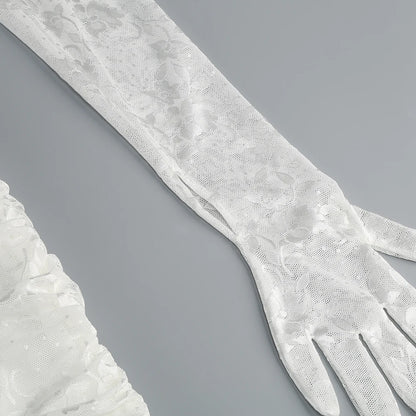 High Quality Lace Draped Bodycon Mini Dress + Gloves