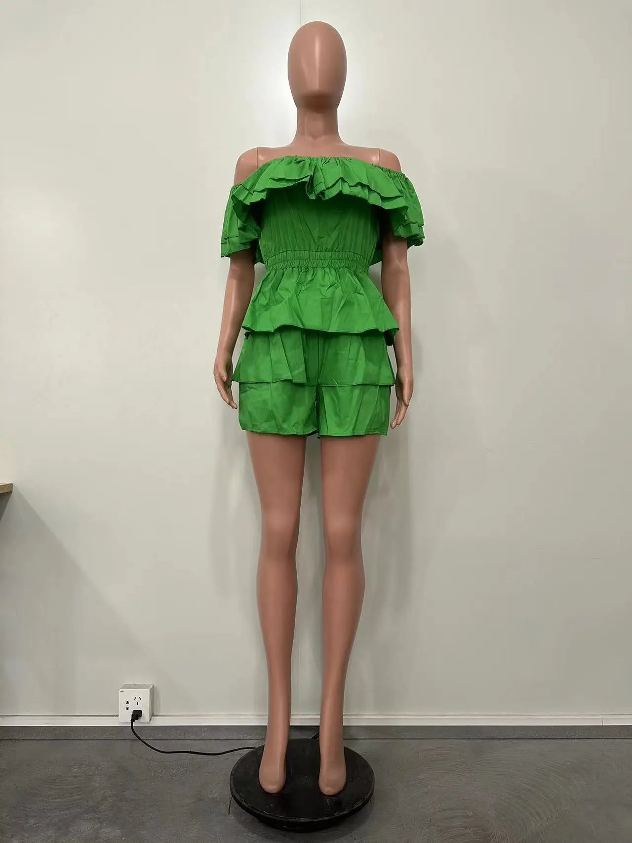 Ruffles Slash Neck Elegant Romper