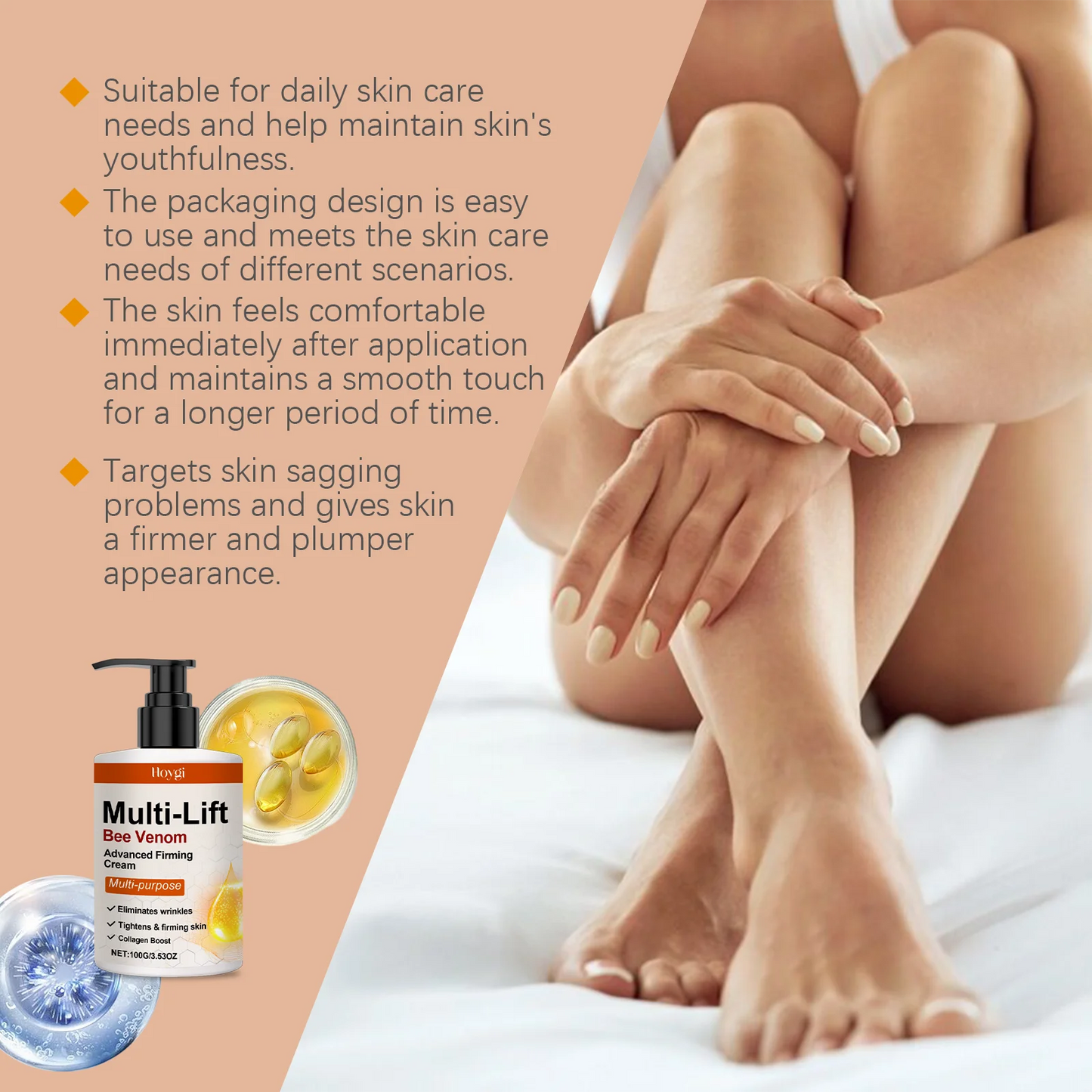 Bee Venom Cream for Body Multi Lifting Reduce Sagging Skin Anti Wrinkle Shaping S Curved Fat Firming Buttock Body Massage Lotion