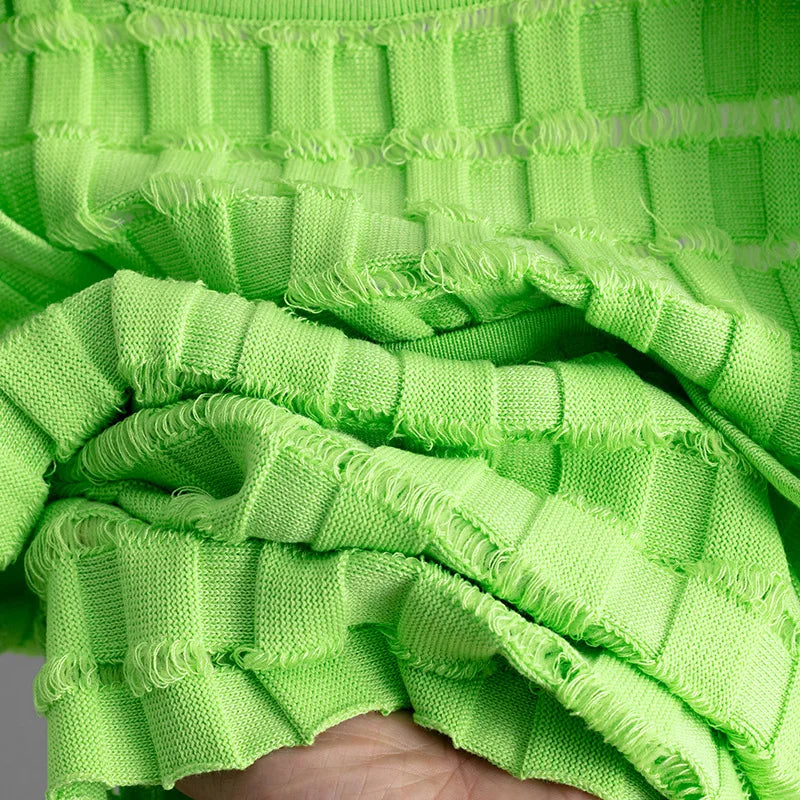 Knit Long Skirts + Straight Casual Spliced Round Neck Vest Sleeveless Tanks Sets