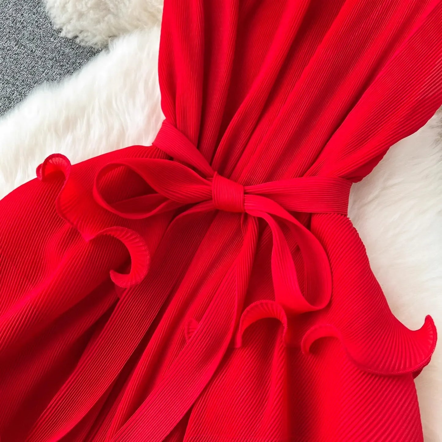 Stand Collar Lace Up Ruffles Boho Dresses