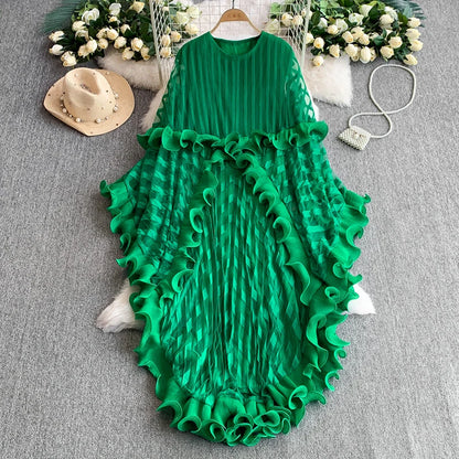 American Style V-neck Irregular Hem Design Dresses 22D1845