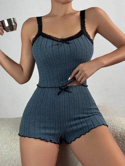 Homewear Crop Tops + Shorts Pajama Loungewear