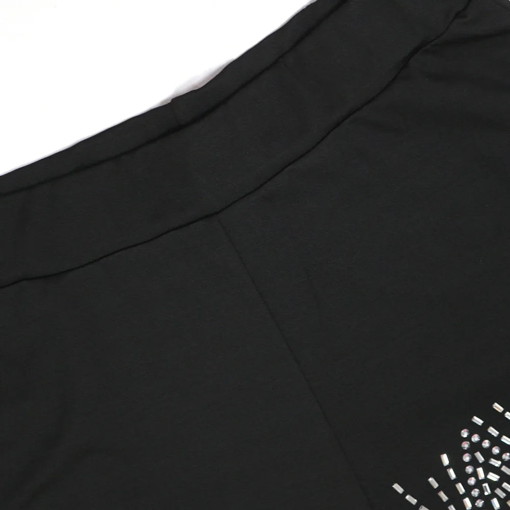 🔥Hot Rhinestones O-neck Tshirt + Short Sets