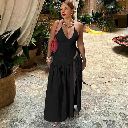 Elegant Halter Bodysuits Tie Up Maxi Skirts Matching Outfits