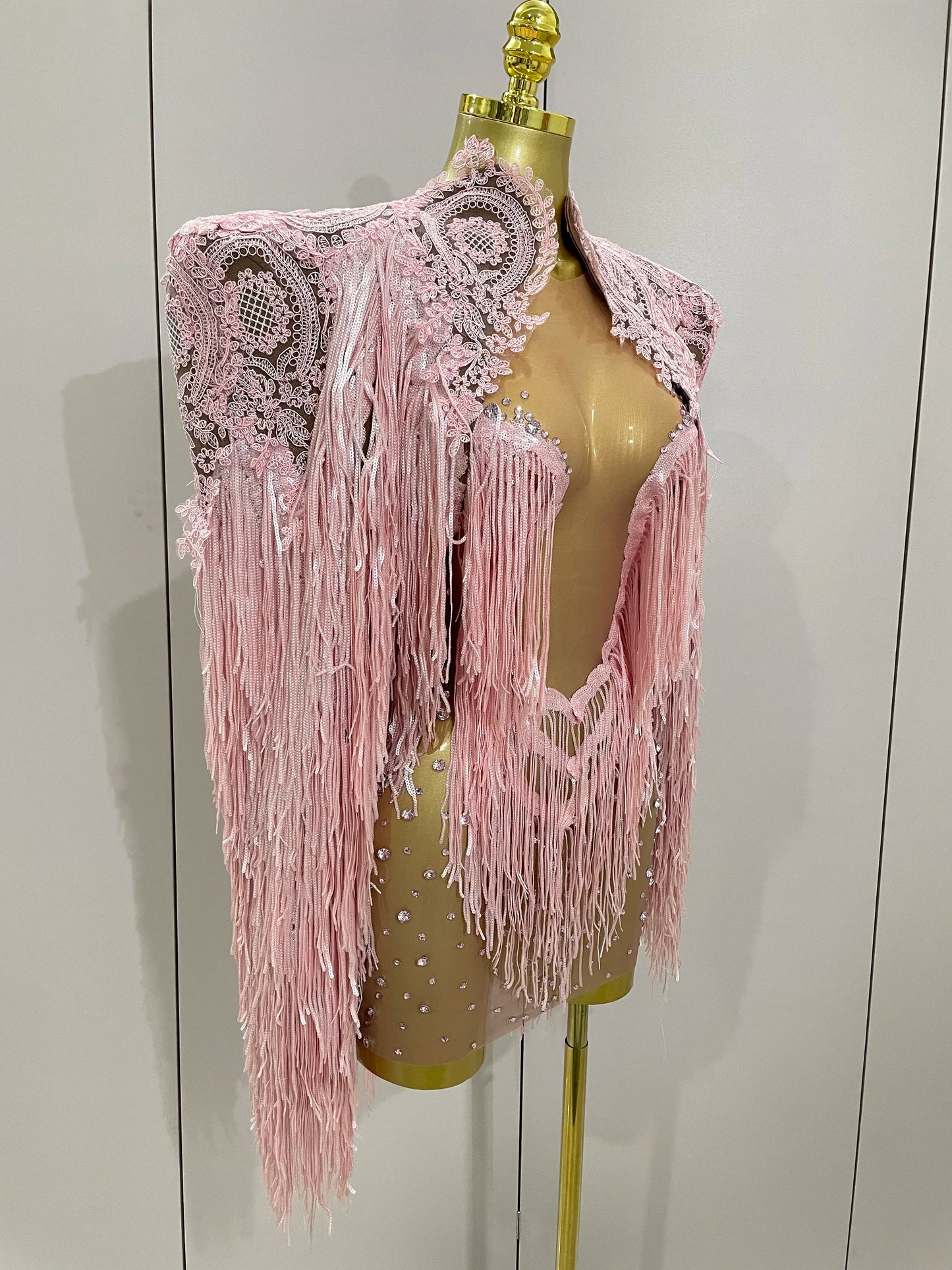 Luxury Sparkly Rhinestone Sequin Tassel Coat + Dress