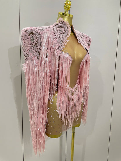 Luxury Sparkly Rhinestone Sequin Tassel Coat + Dress