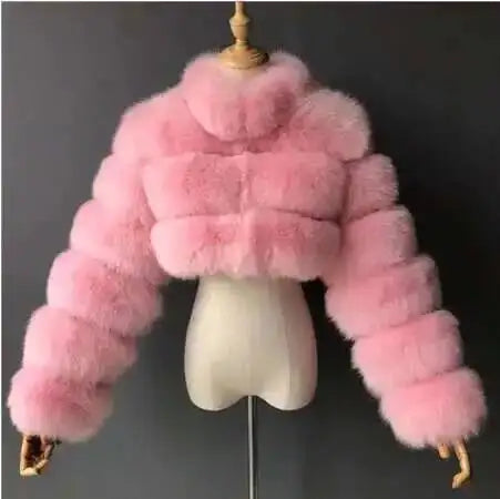 Luxury Fashion Women's Faux Fur Coat (zipper)