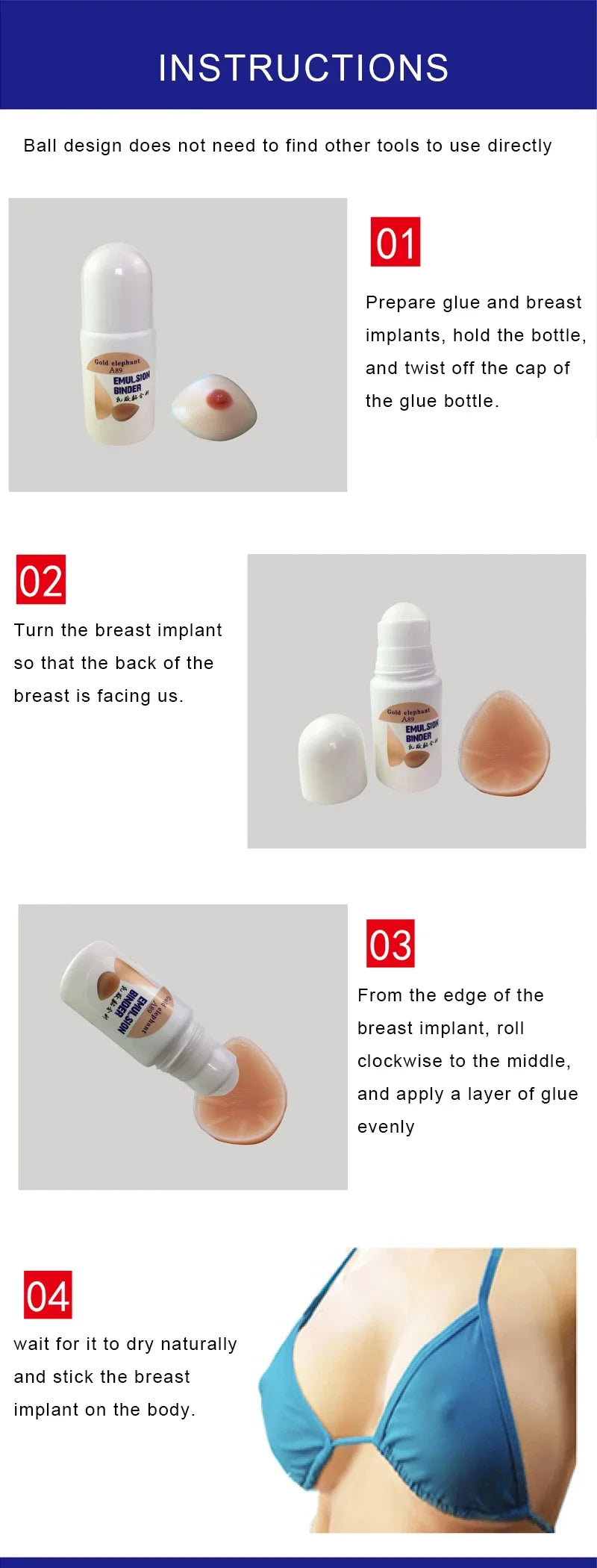 Gold elephant A89 Emulsion Binder Chest Stickers Invisible Fake Silicone Breast Glue Water Stick to Skin Special Crossdresser