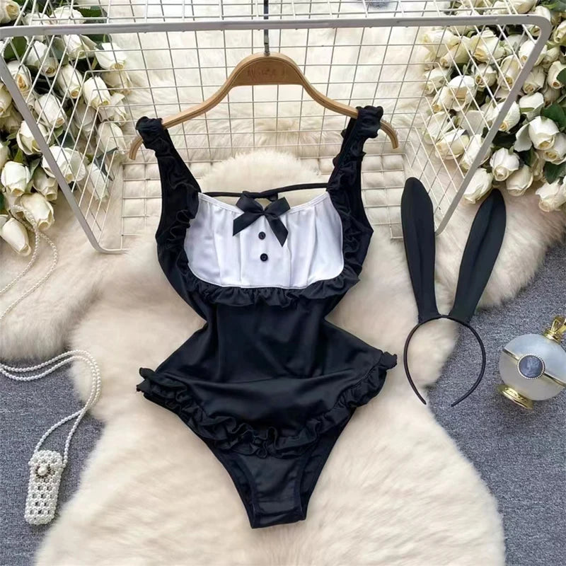 Satin Comfortable Strap Lace Spliced Sheer Lingerie