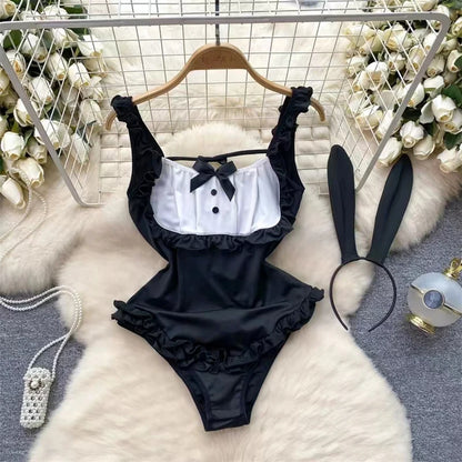 Satin Comfortable Strap Lace Spliced Sheer Lingerie
