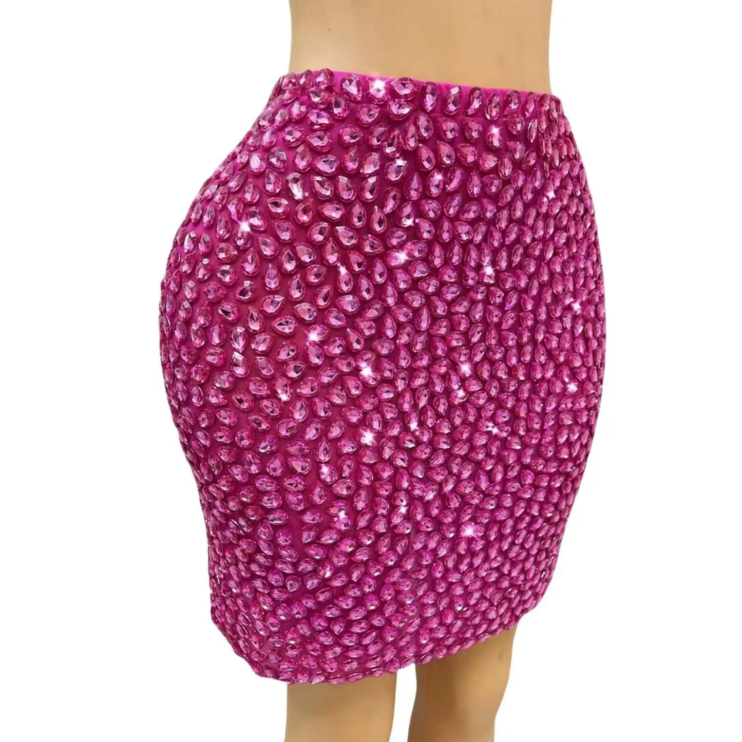 Alisa Spandex 1PCS Shining Luxury Full Crystals Hip Wrap Mini Skirts