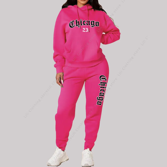 Graphic Letter Print Plus Size Pink Tracksuit