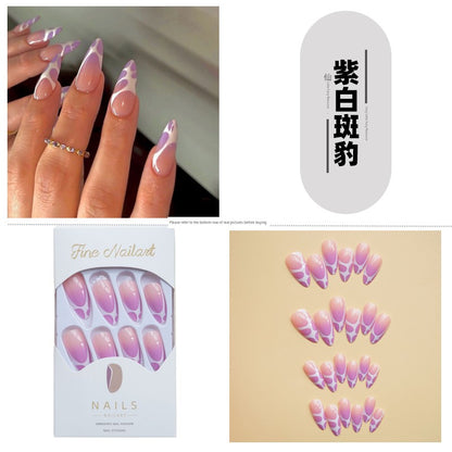 Classical Flower Oil Painting Wearing Armor Gilding Rose Nail Stickers Retro European American Style Artistic Finished Product Fake Nail Tip