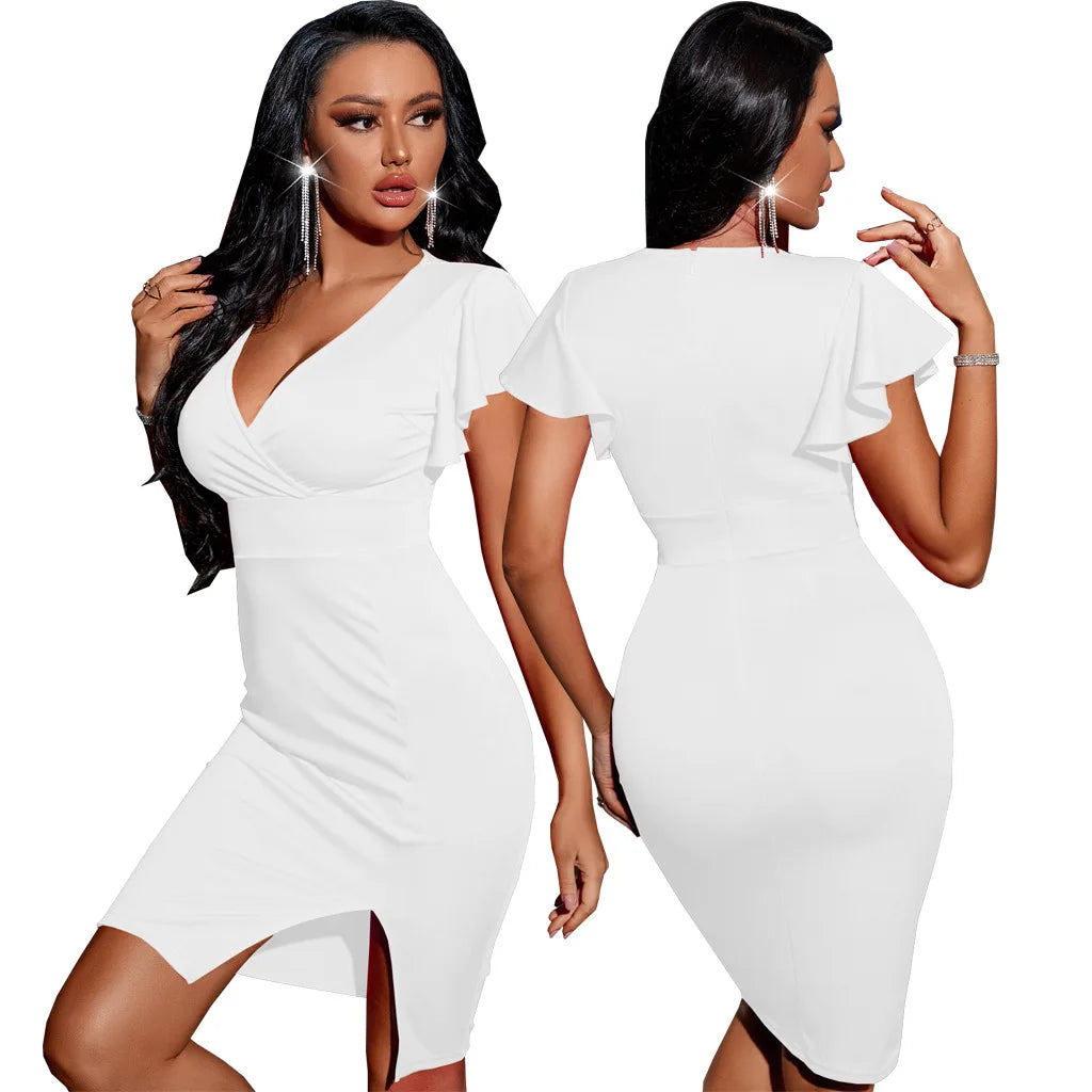 Night Slim V-Neck Dresses
