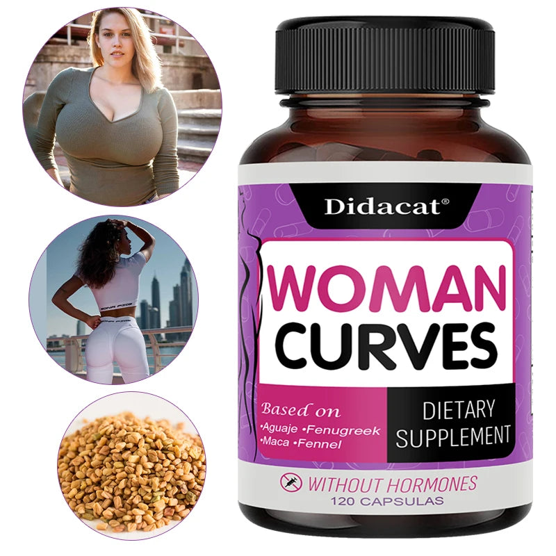 Peruvian Maca, Fennel, Fenugreek Extracts, Supports Improved Breast Shape, Showing Natural Curves, 120 Capsules,