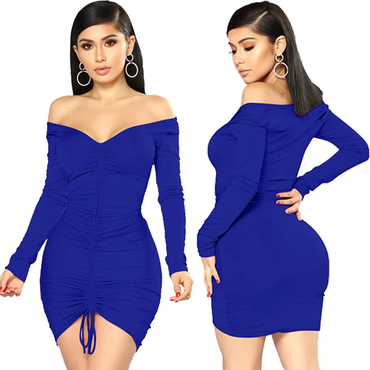 Big V-neck slightly wrinkled chest wrap dresses