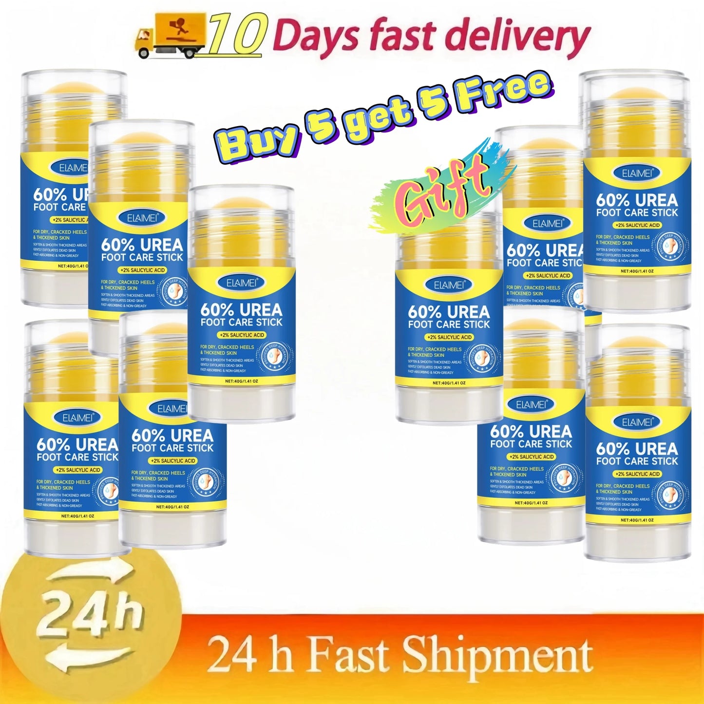 60% Urea 2% Salicylic Acid Foot Stick Cracked Repair Product Exfoliation Dead Skin Removal Softening Moisturize Smooth Skin Care