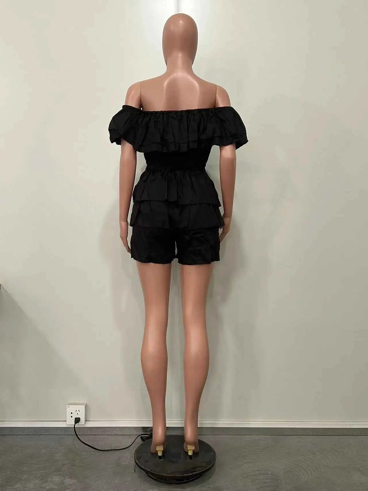 Ruffles Slash Neck Elegant Romper