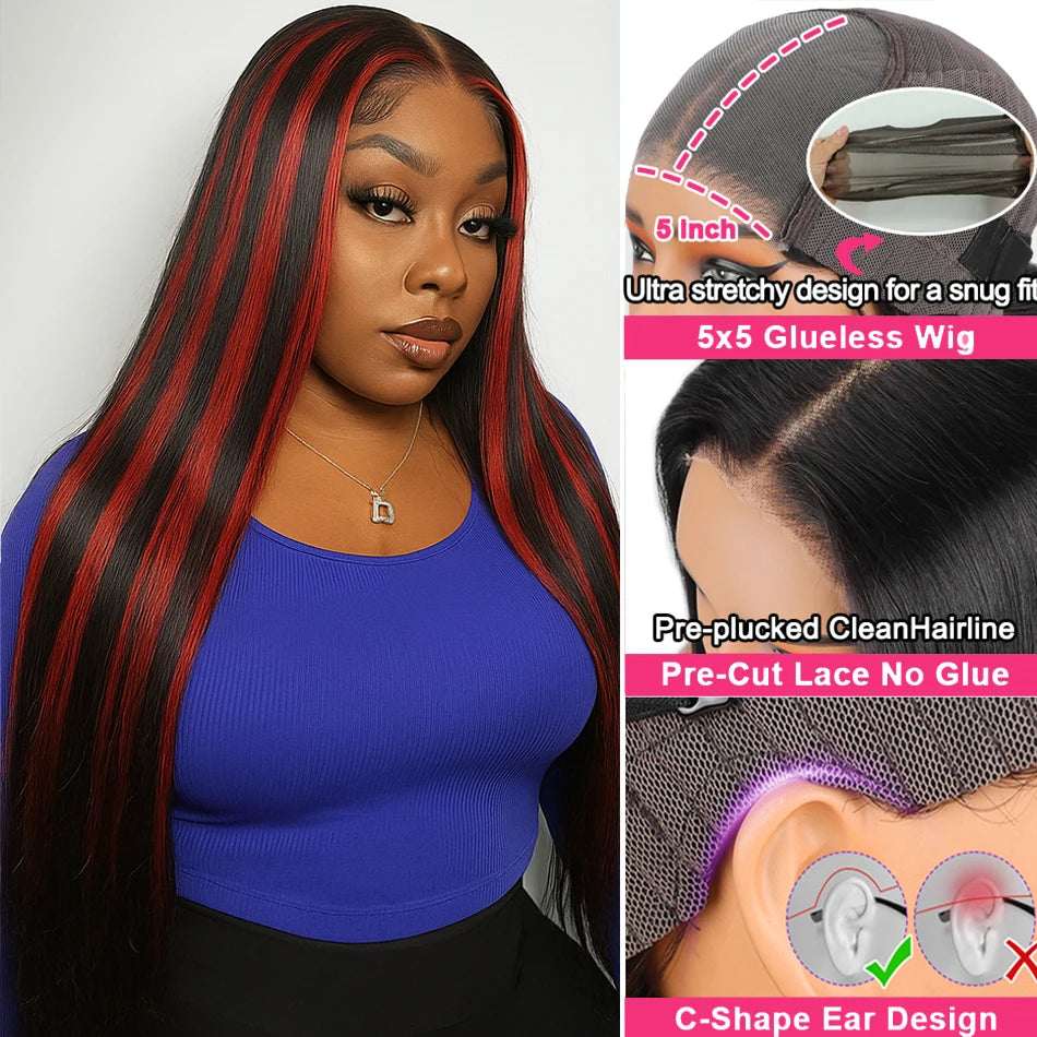 Black long straight wigs 