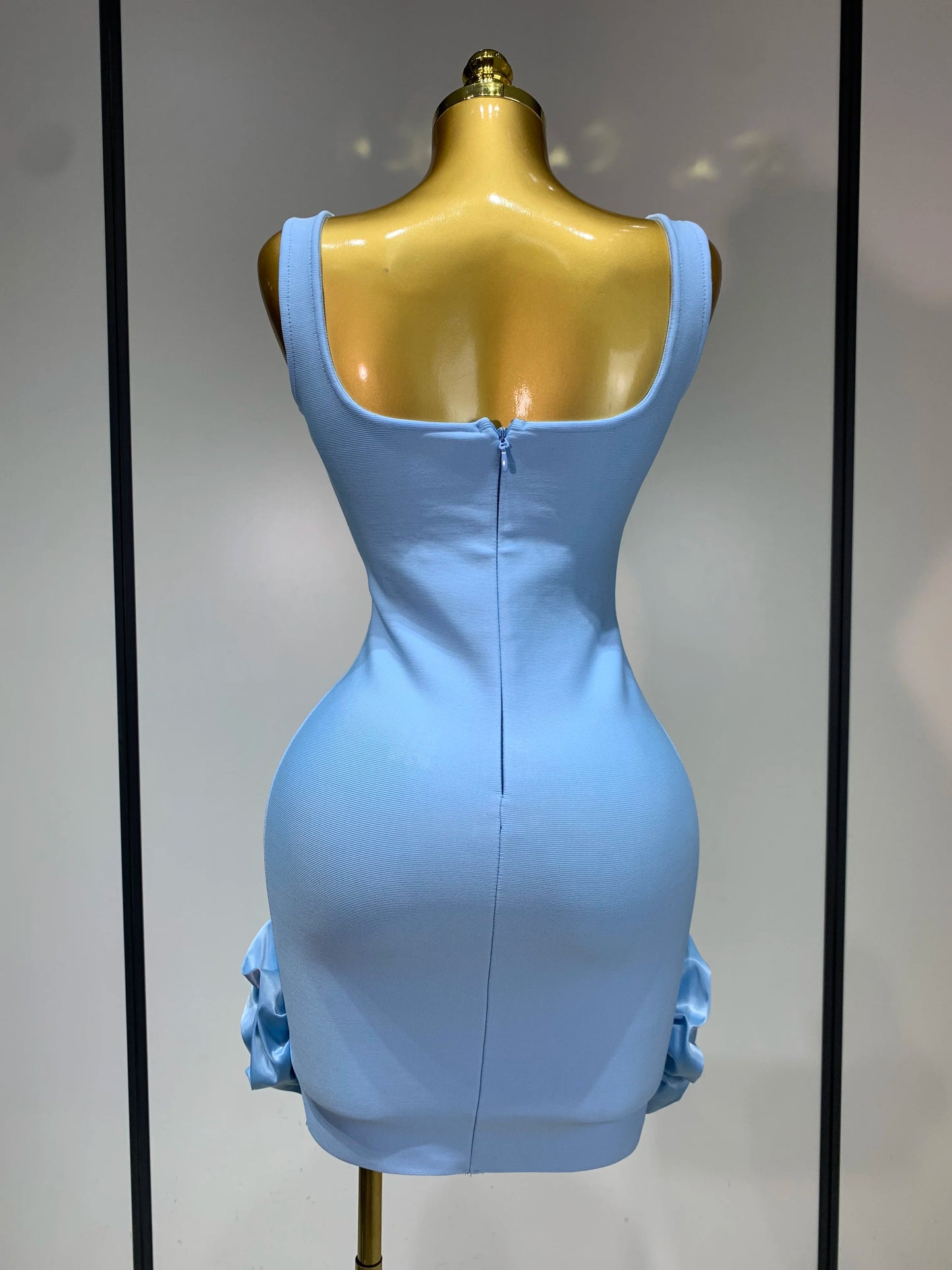 Crystal Sleeveless Square Collar Bodycon Mini Bandage Dresses