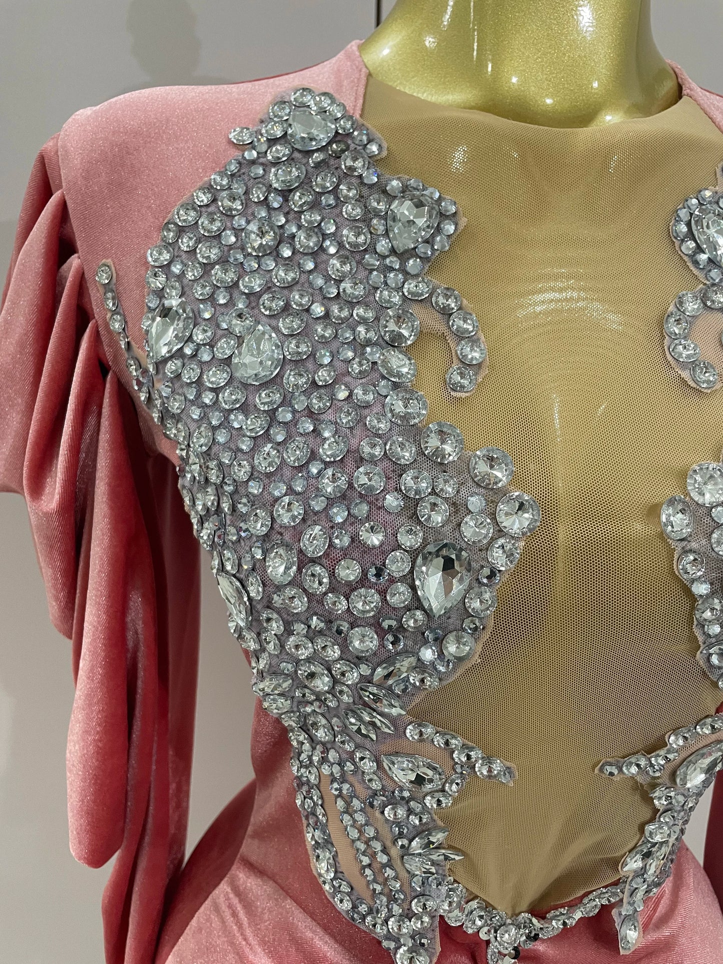 Luxury Sparkly Crystal White Velvet Mini Dresses