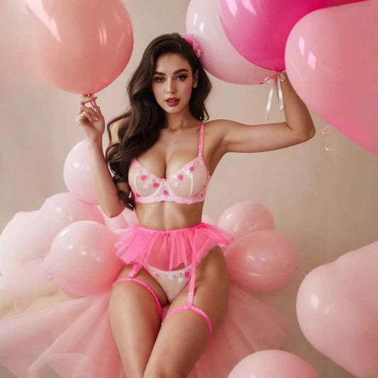 Cute Lace Tutu Skirt Bikini Underwear, Stylish Pushed Up Bra Nightwear Set Hot!