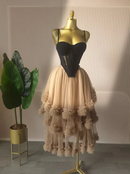 Spaghetti Strap Top and Pleated Skirt Dresses