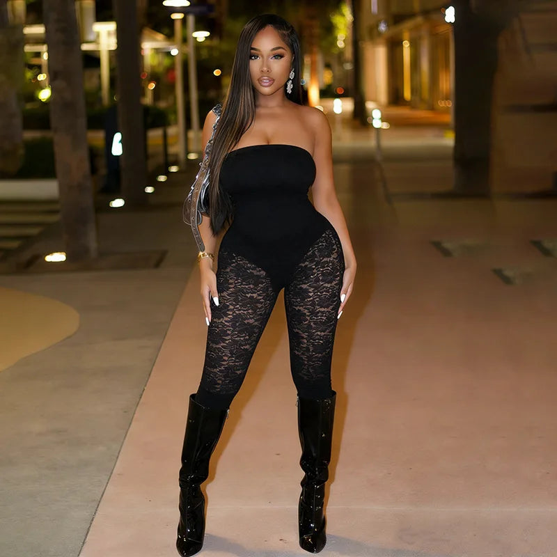 Lace See Through Bodycon Jumpsuits for Woman