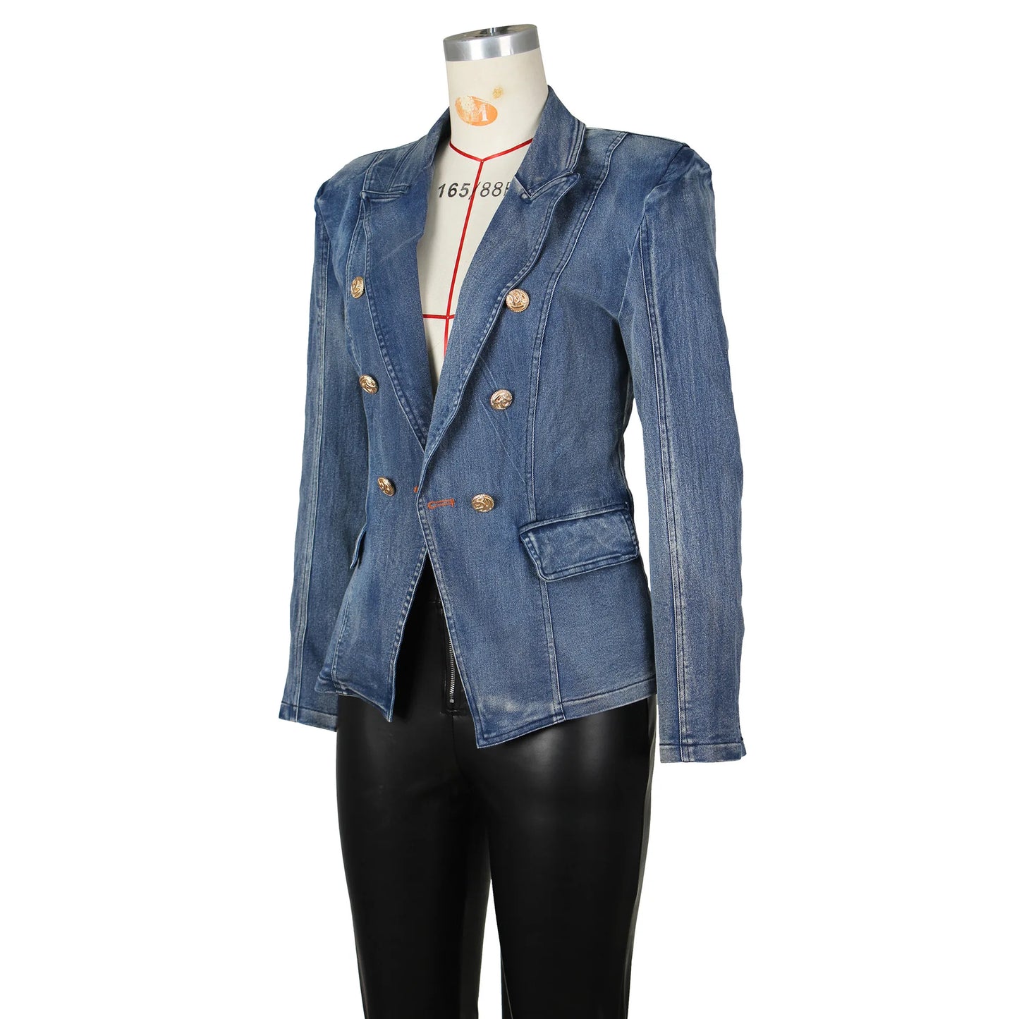 Kara Slim Long Sleeve Ripped Jacket Blazer (Denim)