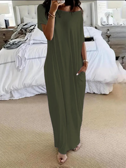 Beach Outfits Pockets Casual Vintage Maxi Dresses