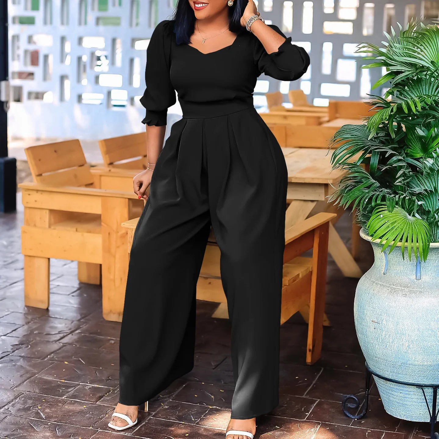 Rebekca Office Lady One-piece Jumpsuits (Long Sleeve)