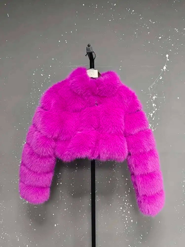 Luxury Fashion Women's Faux Fur Coat (zipper)