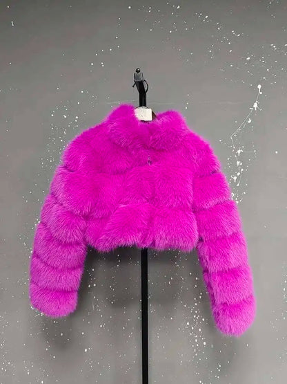 Luxury Fashion Women's Faux Fur Coat (zipper)