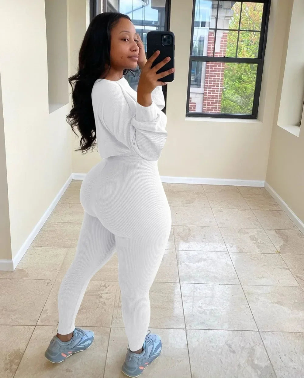 Winter Solid Lucky Label Letter Embroidery Two Piece Sets Women Sweatshirt+Leggings Casual Sporty Tracksuits Female