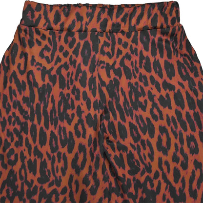 Leopard Backless Button Crop Top and Pants Matching Sets